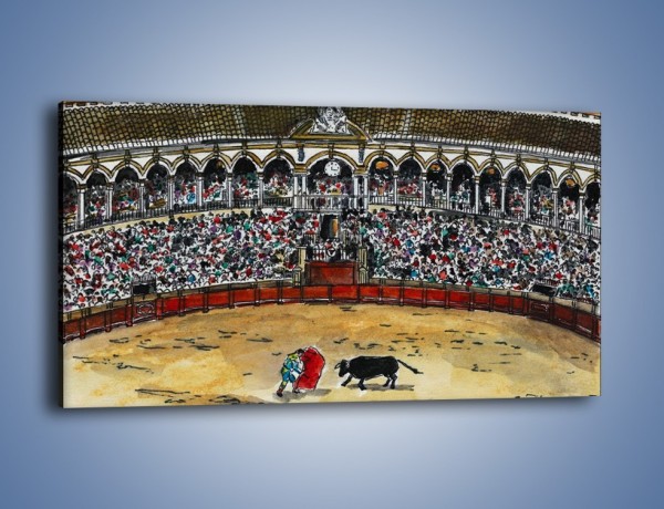 Obraz na płótnie – Walka torreadora z bykiem – jednoczęściowy panoramiczny GR040