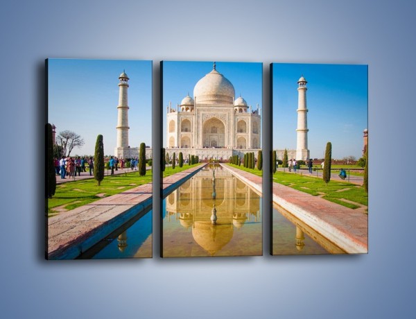 Obraz na płótnie – Taj Mahal pod błękitnym niebem – trzyczęściowy AM750W2