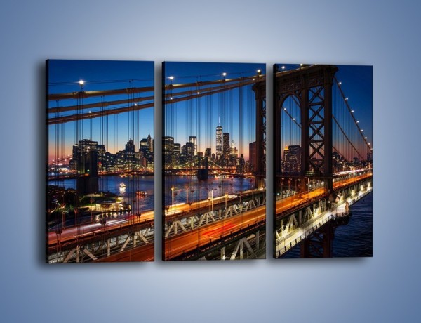 Obraz na płótnie – Nowojorskie mosty na tle Manhattanu – trzyczęściowy AM751W2