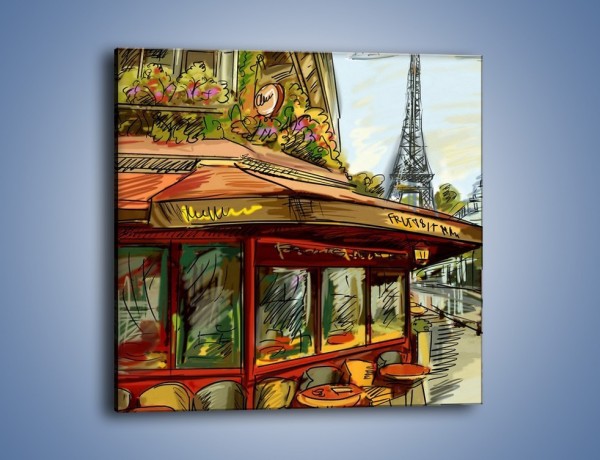Obraz na płótnie – Paryskie kawiarenki pod daszkiem – jednoczęściowy kwadratowy GR261