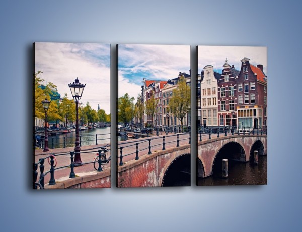 Obraz na płótnie – Kanał i most amsterdamski – trzyczęściowy AM759W2