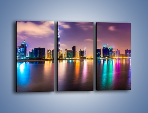 Obraz na płótnie – Światła Dubaju odbite w wodzie – trzyczęściowy AM761W2