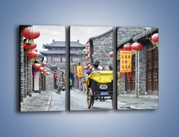 Obraz na płótnie – Podróż rikszą w mieście Zhangjiakou – trzyczęściowy AM762W2