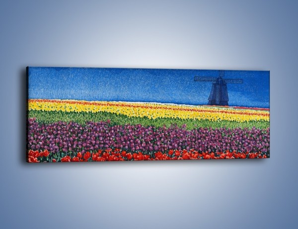 Obraz na płótnie – Spacer przez kolorowe maki – jednoczęściowy panoramiczny GR049