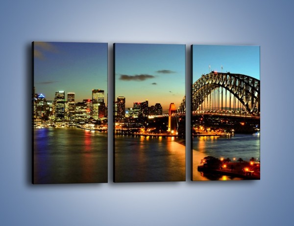 Obraz na płótnie – Panorama Sydney po zmroku – trzyczęściowy AM770W2