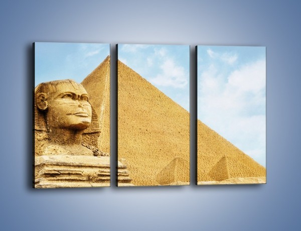 Obraz na płótnie – Sfinks i piramidy – trzyczęściowy AM782W2