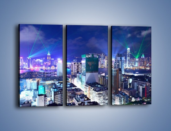 Obraz na płótnie – Pokaz laserów nad Hong Kongiem – trzyczęściowy AM796W2