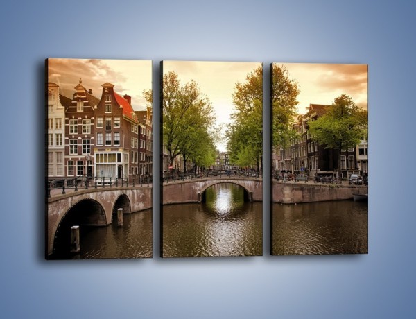 Obraz na płótnie – Amsterdamski kanał – trzyczęściowy AM800W2