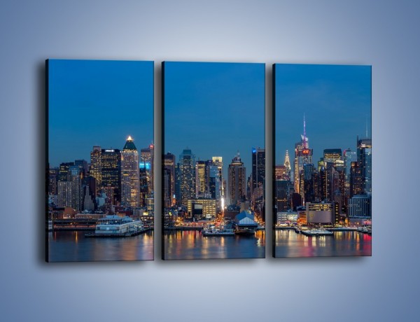 Obraz na płótnie – Panorama Nowego Yorku w nocy – trzyczęściowy AM809W2