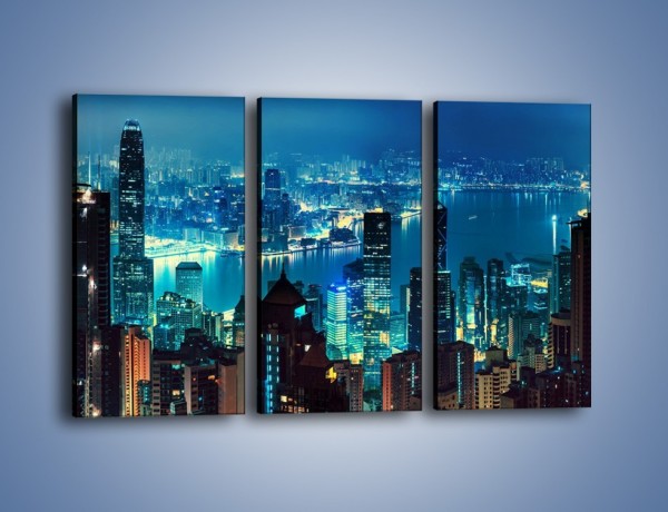 Obraz na płótnie – Panorama Hong Kongu w nocy – trzyczęściowy AM819W2