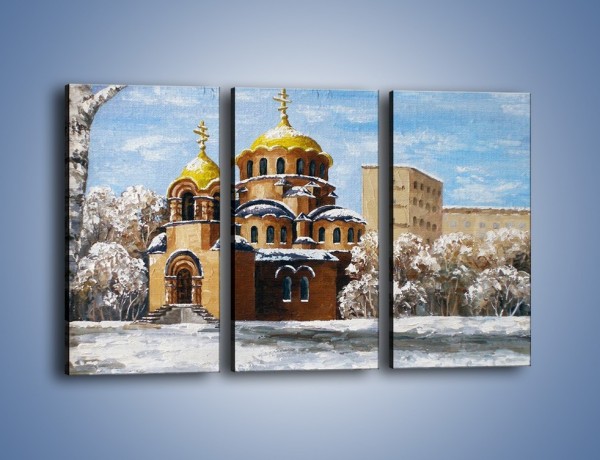Obraz na płótnie – Cerkiew w trakcie zimy – trzyczęściowy GR024W2
