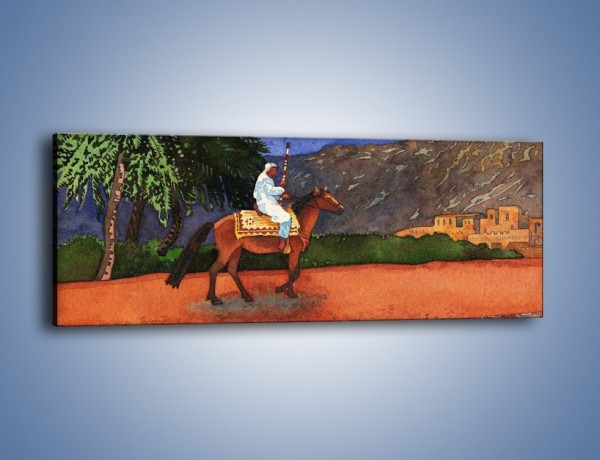 Obraz na płótnie – Arabski szejk na koniu – jednoczęściowy panoramiczny GR052