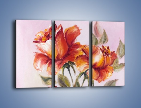 Obraz na płótnie – Kwiaty na płótnie malowane – trzyczęściowy GR322W2