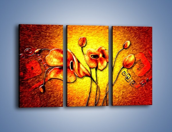 Obraz na płótnie – Kwiaty na płonącej tafli – trzyczęściowy GR558W2