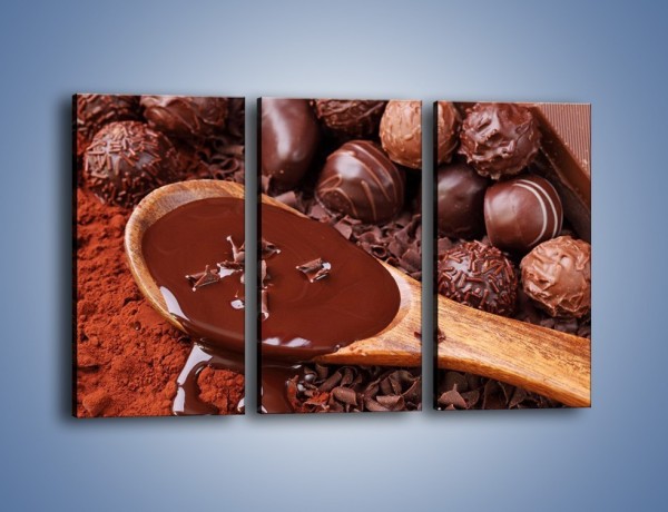 Obraz na płótnie – Praliny w płynącej czekoladzie – trzyczęściowy JN018W2