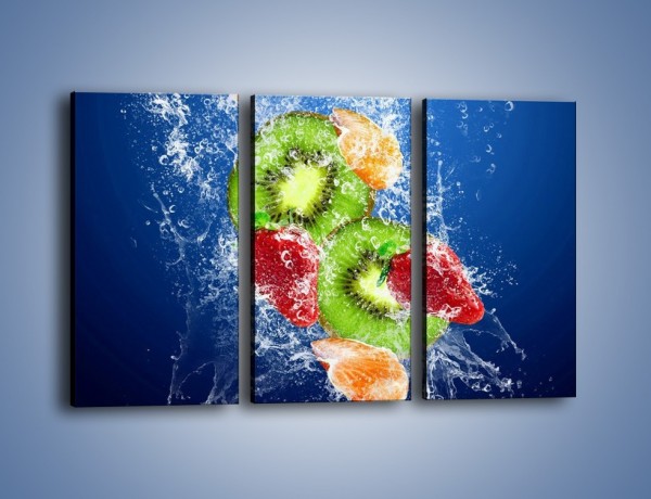 Obraz na płótnie – Soczyste kawałki owoców w wodzie – trzyczęściowy JN023W2