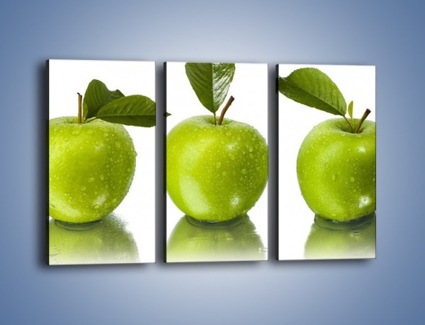 Obraz na płótnie – Świeżo umyte zielone jabłka – trzyczęściowy JN047W2