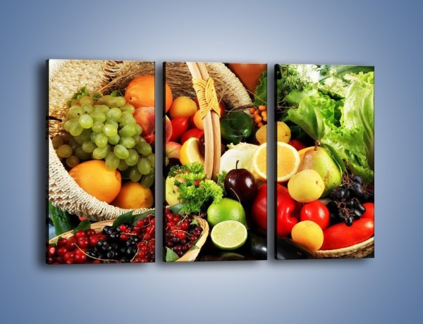 Obraz na płótnie – Kosz pełen owocowo-warzywnego zdrowia – trzyczęściowy JN059W2
