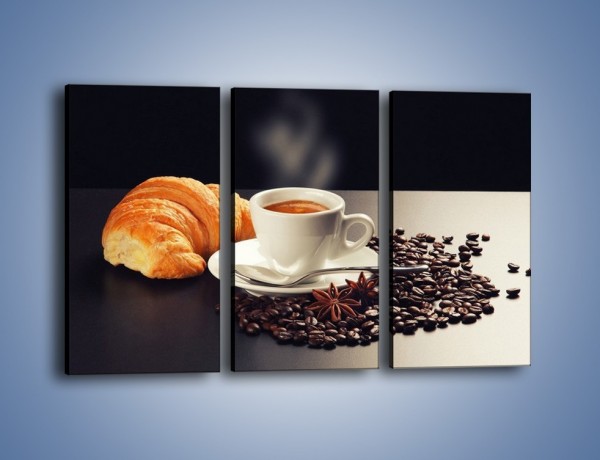 Obraz na płótnie – Rogalik z kawą – trzyczęściowy JN278W2