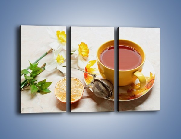 Obraz na płótnie – Herbata wśród żonkili – trzyczęściowy JN288W2