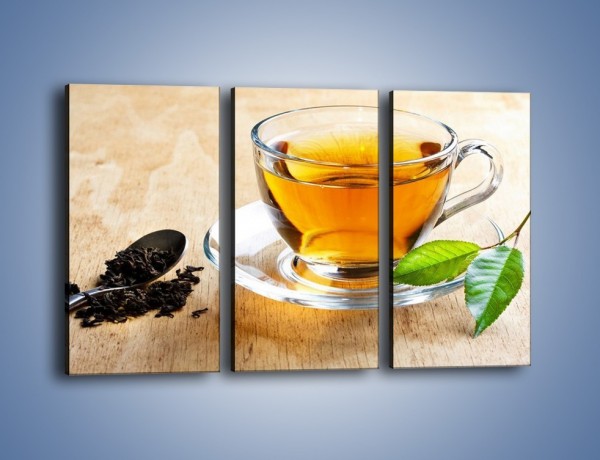 Obraz na płótnie – Listek mięty dla orzeźwienia herbaty – trzyczęściowy JN290W2