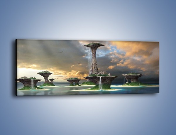 Obraz na płótnie – Kamienne fontanny pełne magii – jednoczęściowy panoramiczny GR130