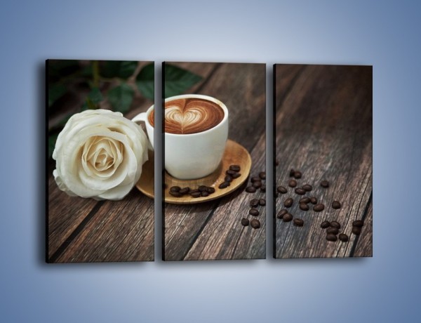 Obraz na płótnie – Kawa z różą – trzyczęściowy JN319W2