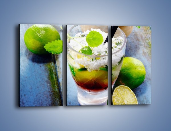 Obraz na płótnie – Limonkowy drink z miętą – trzyczęściowy JN325W2