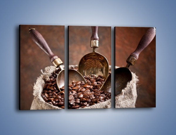 Obraz na płótnie – Wór pełen ziaren kawy – trzyczęściowy JN344W2