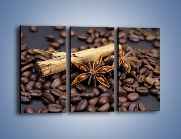 Obraz na płótnie – Ziarna kawy z goździkami – trzyczęściowy JN351W2