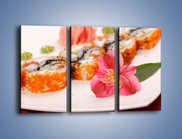 Obraz na płótnie – Sushi z kwiatem – trzyczęściowy JN354W2