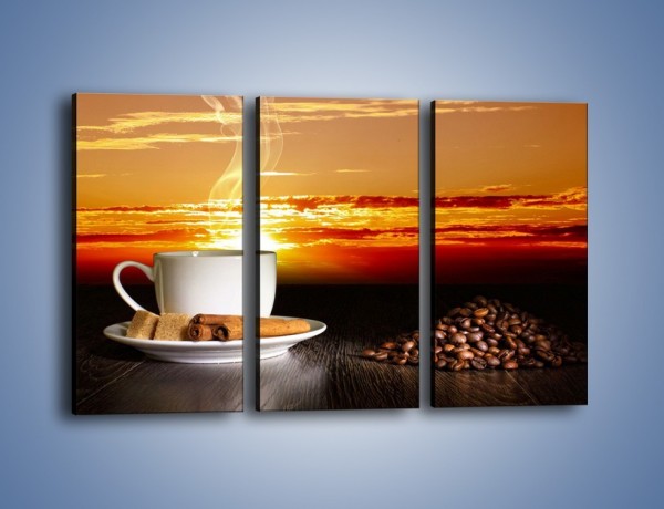 Obraz na płótnie – Kawa przy zachodzie słońca – trzyczęściowy JN366W2