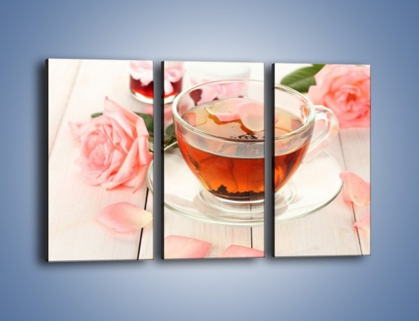 Obraz na płótnie – Herbata z płatkami róż – trzyczęściowy JN370W2
