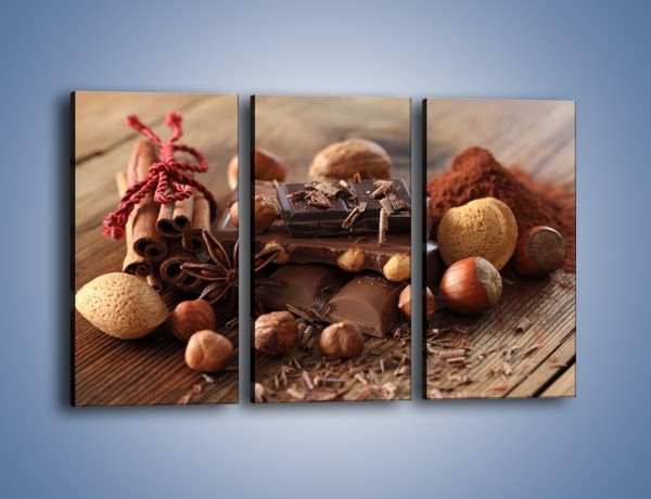 Obraz na płótnie – Orzechowo-czekoladowe uniesienie – trzyczęściowy JN376W2
