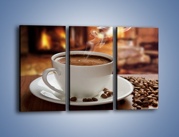 Obraz na płótnie – Kawa przy kominku – trzyczęściowy JN385W2
