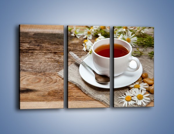 Obraz na płótnie – Herbata wśród stokrotek – trzyczęściowy JN413W2