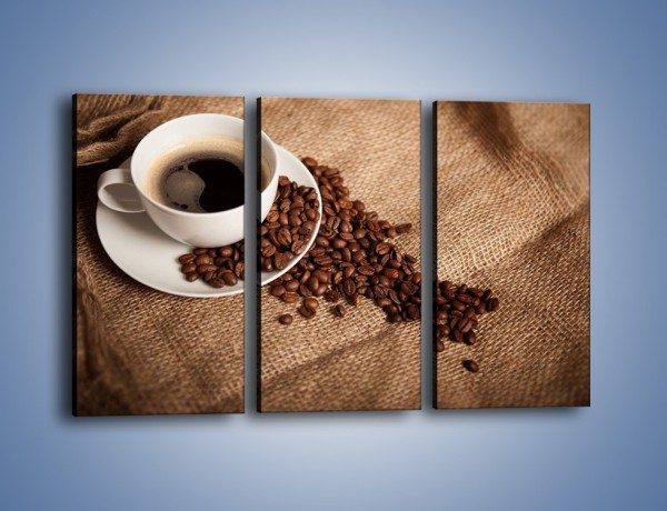 Obraz na płótnie – Kawa na białym spodku – trzyczęściowy JN430W2