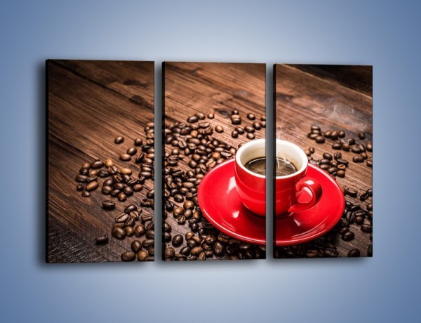 Obraz na płótnie – Kawa w czerwonej filiżance – trzyczęściowy JN441W2