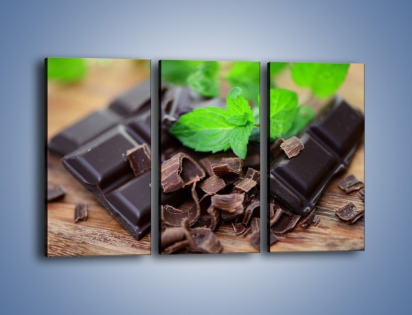 Obraz na płótnie – Połamana czekolada z miętą – trzyczęściowy JN442W2