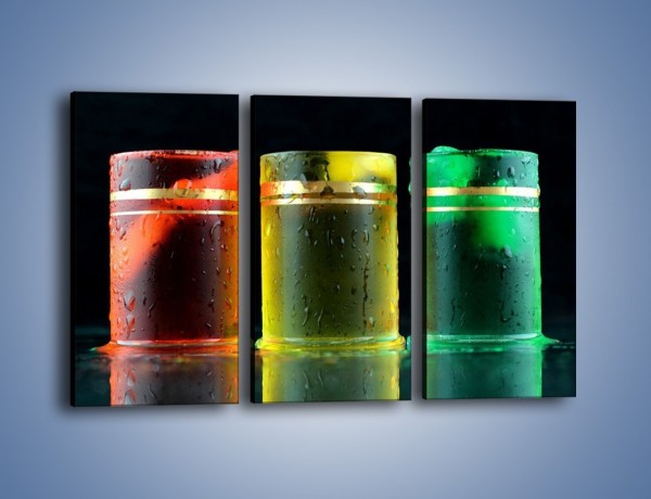 Obraz na płótnie – Drinki w wybranych kolorach – trzyczęściowy JN465W2