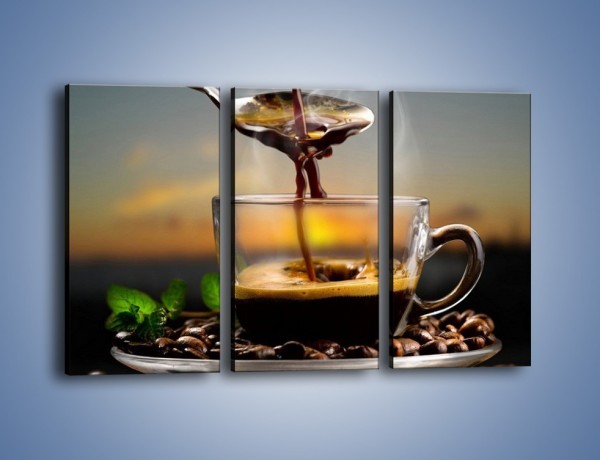 Obraz na płótnie – Łyżeczka gorącej kawy – trzyczęściowy JN467W2
