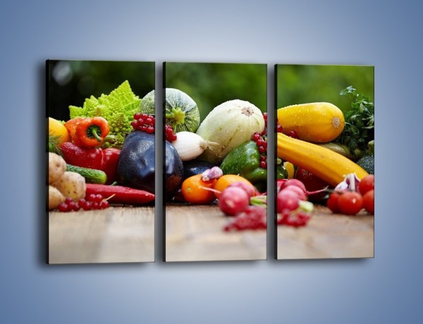 Obraz na płótnie – Warzywa na ogrodowym stole – trzyczęściowy JN483W2