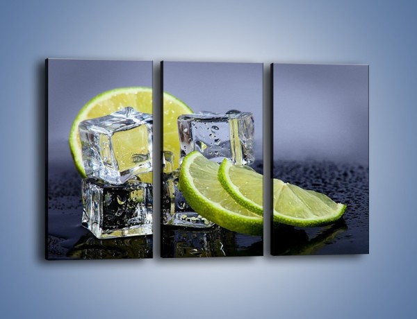 Obraz na płótnie – Plastry limonki o zmroku – trzyczęściowy JN496W2