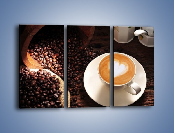 Obraz na płótnie – Kawa z białym sercem – trzyczęściowy JN546W2