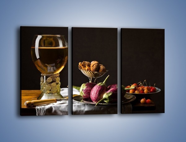 Obraz na płótnie – Świeży sok wśród talerzy – trzyczęściowy JN569W2