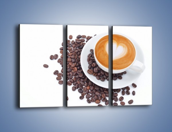 Obraz na płótnie – Miłość i kawa na białym tle – trzyczęściowy JN633W2