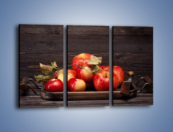 Obraz na płótnie – Dojrzałe jabłka na stole – trzyczęściowy JN653W2
