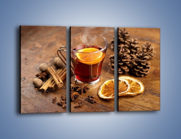Obraz na płótnie – Zaparzona herbata z pomarańczą – trzyczęściowy JN663W2