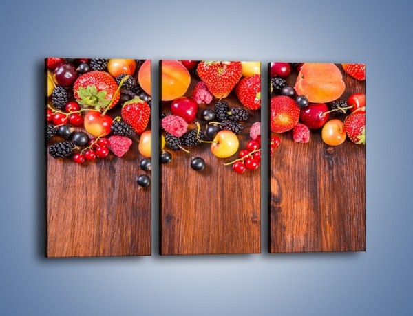 Obraz na płótnie – Stół do polowy wypełniony owocami – trzyczęściowy JN721W2