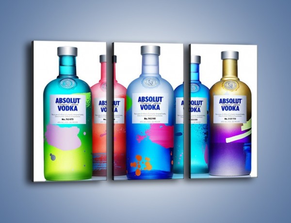 Obraz na płótnie – Kolorowe butelki absolut – trzyczęściowy JN749W2